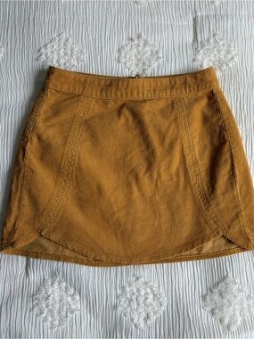 PacSun Mustard Yellow Corduroy Tulip Hem Mini Skirt Boho Retro 70s 24